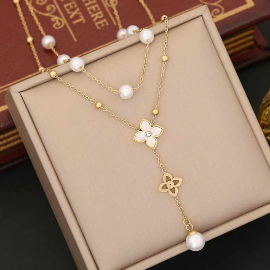 Luxe Clover Y Necklace