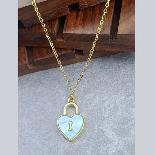 Golden Heart Lock Necklace