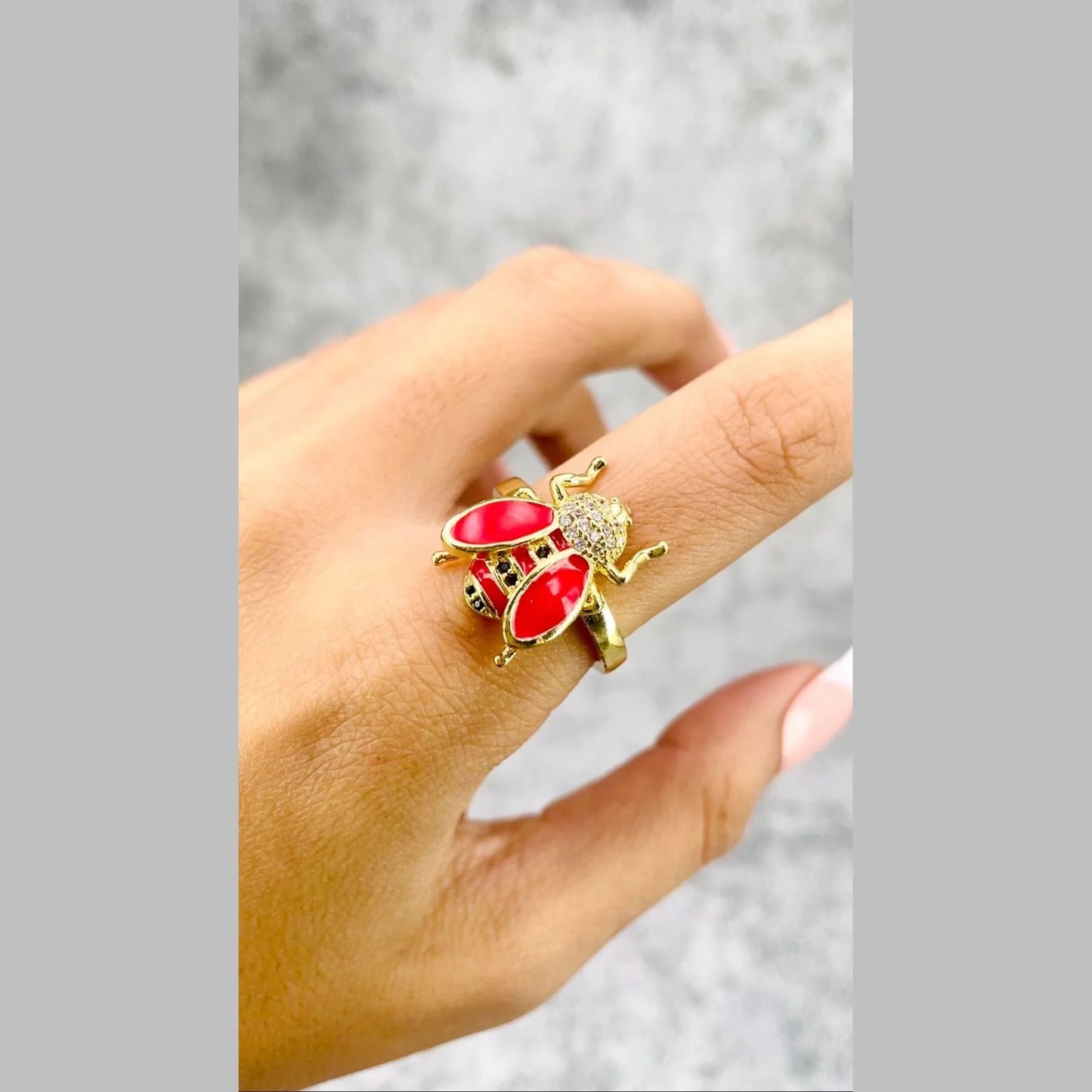 Crimson Honeybee Ring